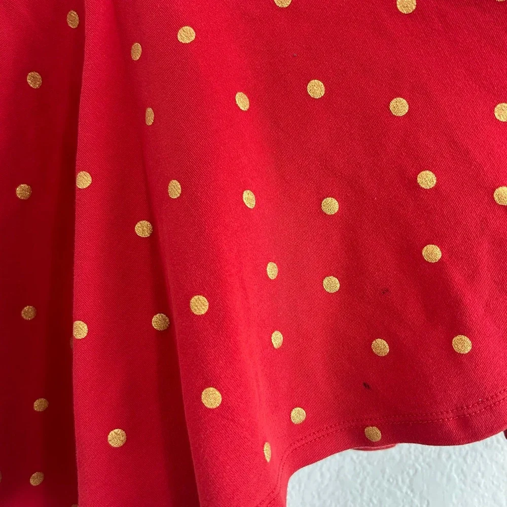 Mini Boden Holiday Dress Red Gold Glitter Dots Size 7
